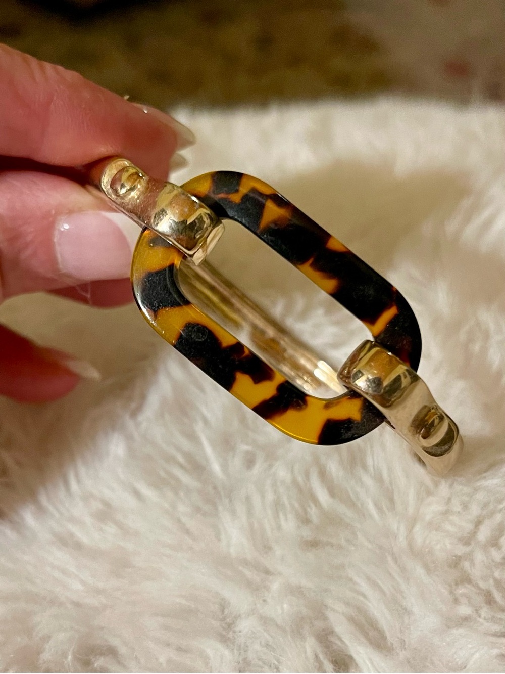 Tortoiseshell Link Bracelet with Gold Accents - Brown/Black